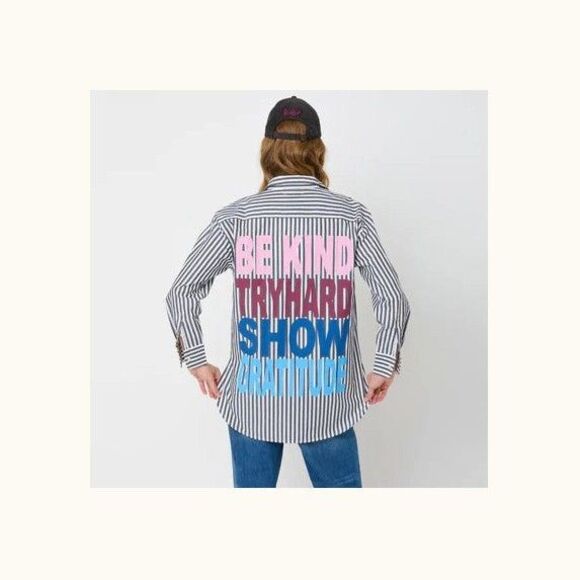 Kerri Rosenthal Maddie House Rules Buttondown Tunic Shirt Top Graphic XL 283403 - Picture 2 of 9